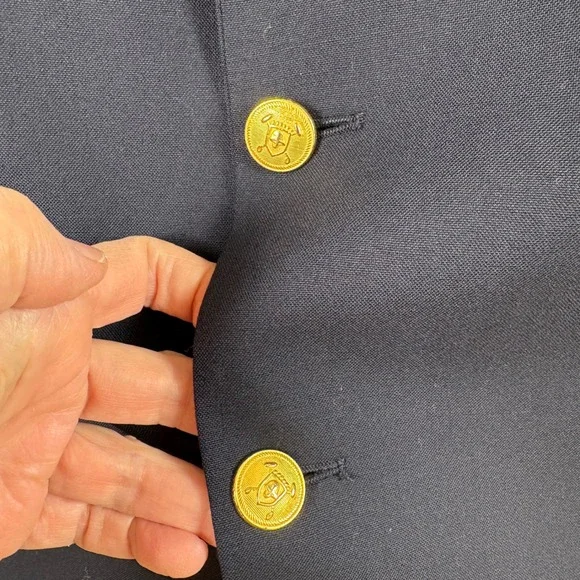 Chaps Ralph Lauren Mens Navy Wool Blazer Sport Coat Jacket Gold Buttons Size 44R